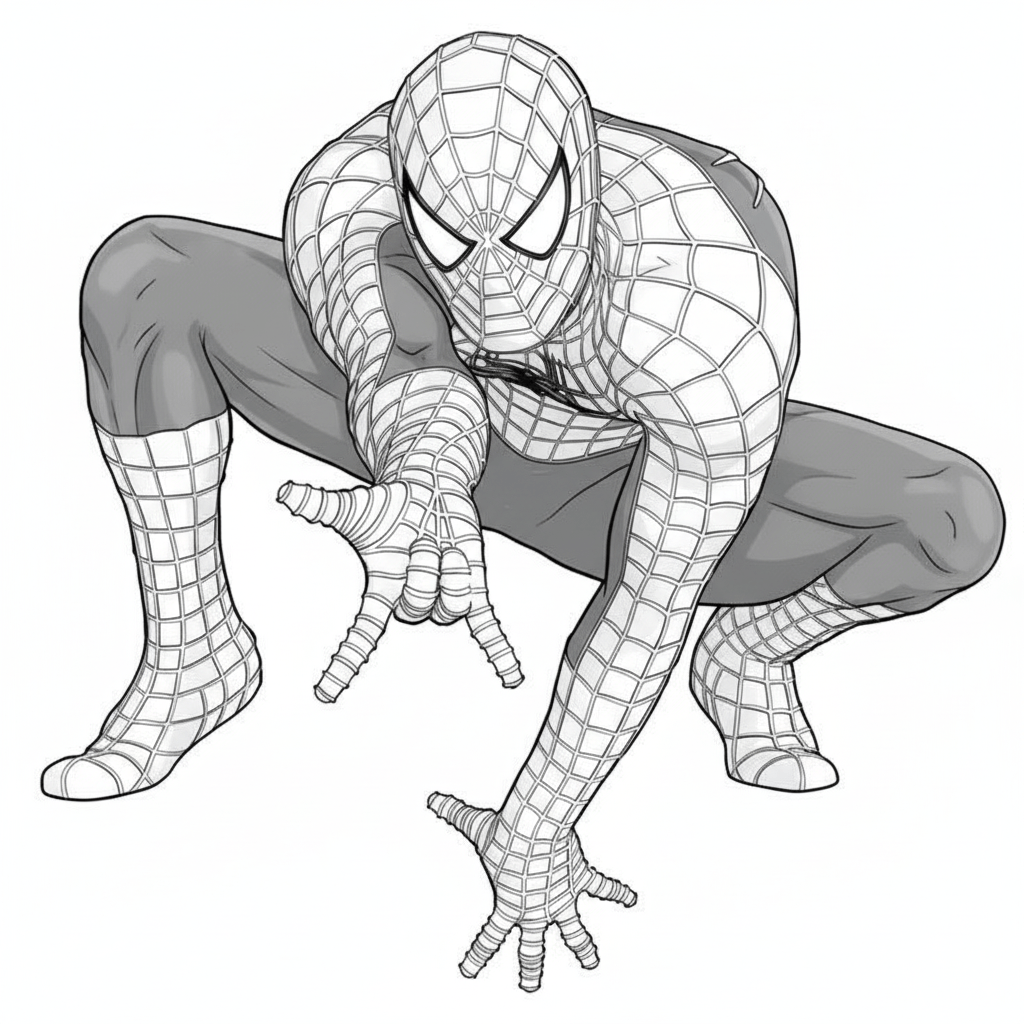 Человек-паук: динамичная атакующая поза
