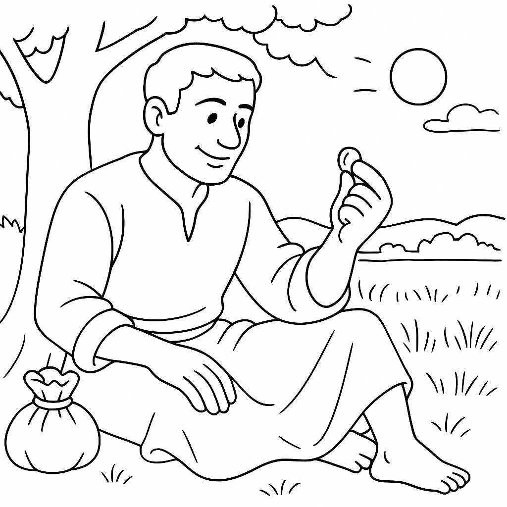 Раскраска по сказке "Хлеб и золото"