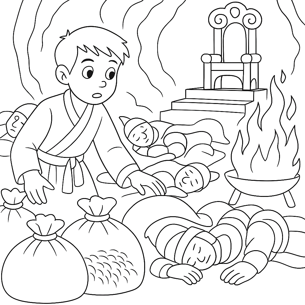 Раскраска по сказке "Чудесные зерна"