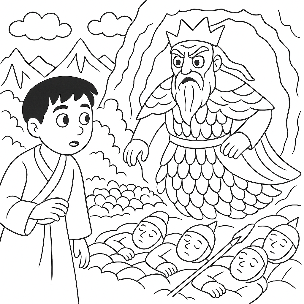 Раскраска по сказке "Чудесные зерна"