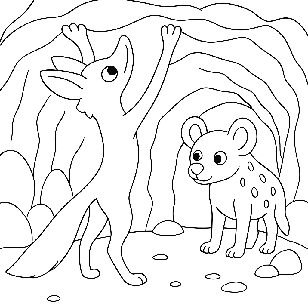 Раскраска по сказке "О том, как лиса обманула гиену"