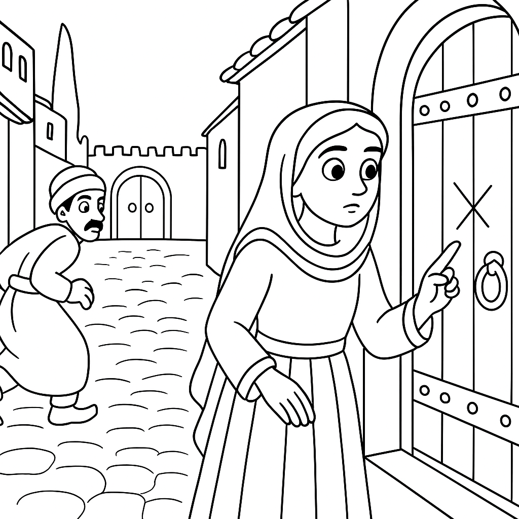 Раскраска по сказке "Али-баба и сорок разбойников"