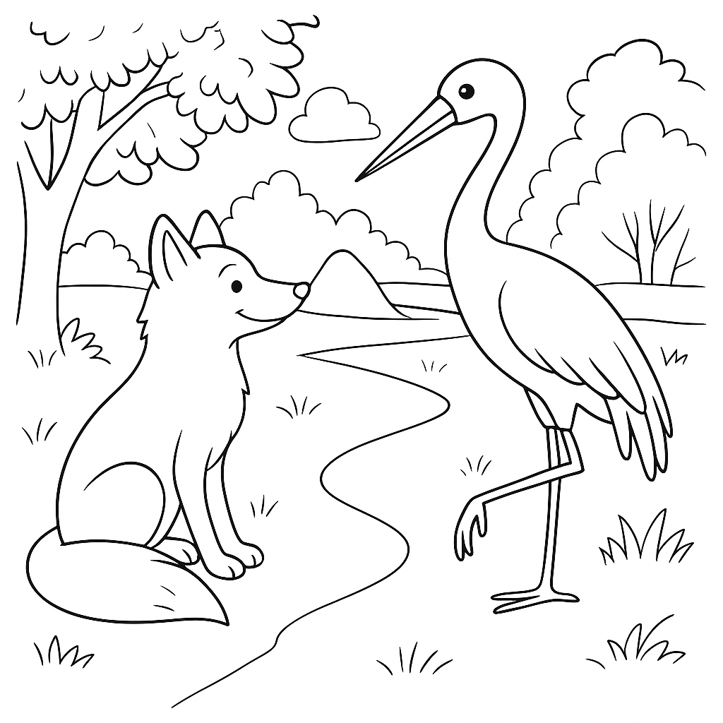 Раскраска по сказке "Как лиса училась летать"