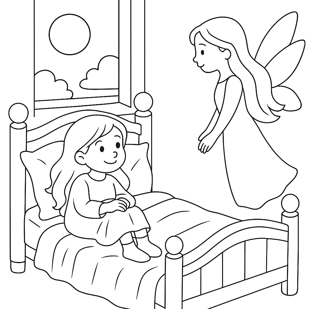 Раскраска по сказке "Амелия — добрая фея сна"