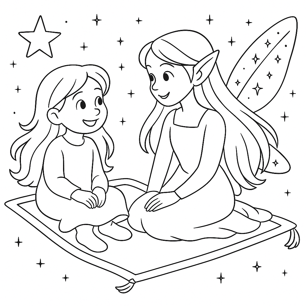 Раскраска по сказке "Амелия — добрая фея сна"