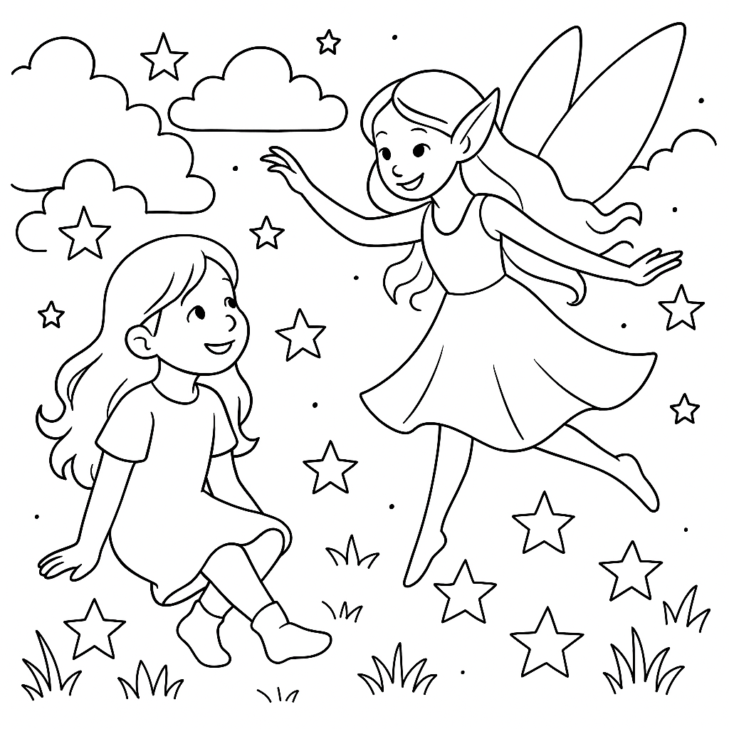 Раскраска по сказке "Амелия — добрая фея сна"