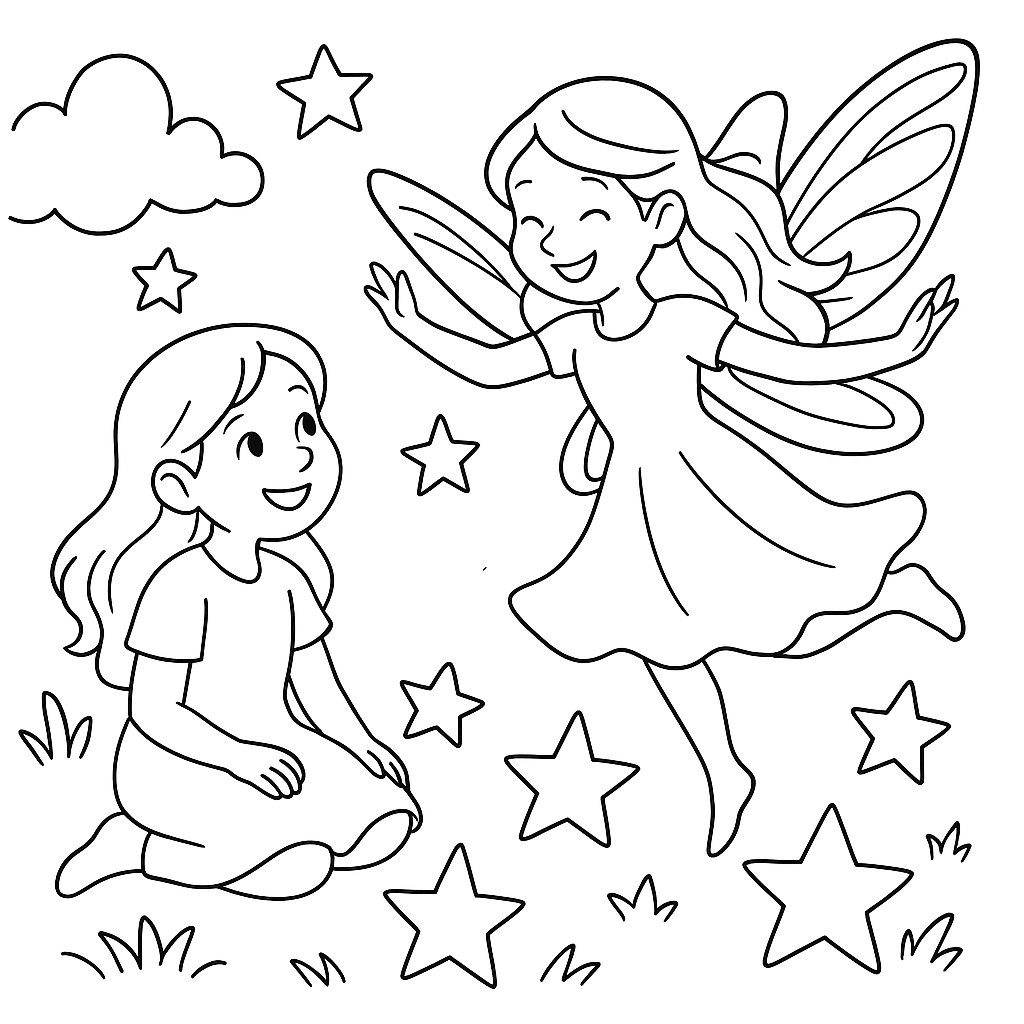 Раскраска по сказке "Амелия — добрая фея сна"