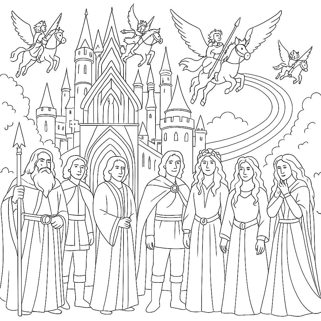 Раскраска по сказке "Асгард"