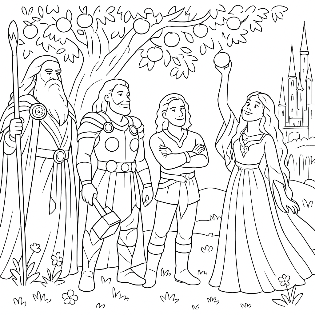 Раскраска по сказке "Асгард"