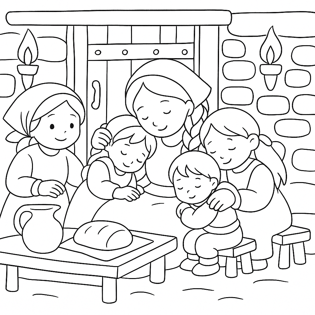 Раскраска по сказке "Авдотья рязаночка"