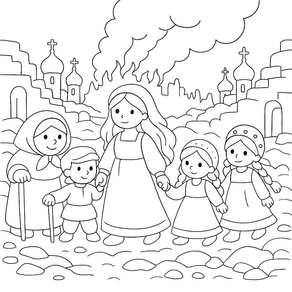 Раскраска по сказке "Авдотья рязаночка"