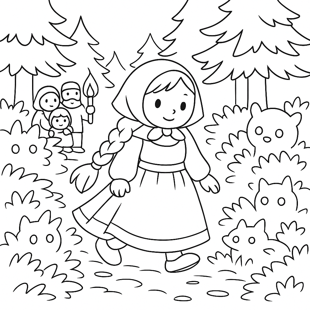 Раскраска по сказке "Авдотья рязаночка"