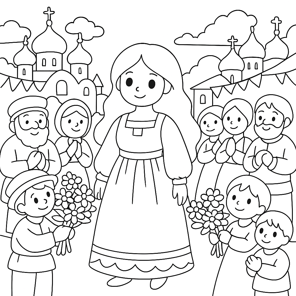 Раскраска по сказке "Авдотья рязаночка"