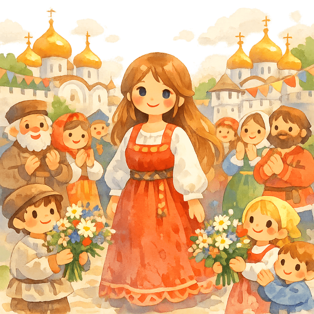 Возрожденный город, Авдотья в центре радостных людей