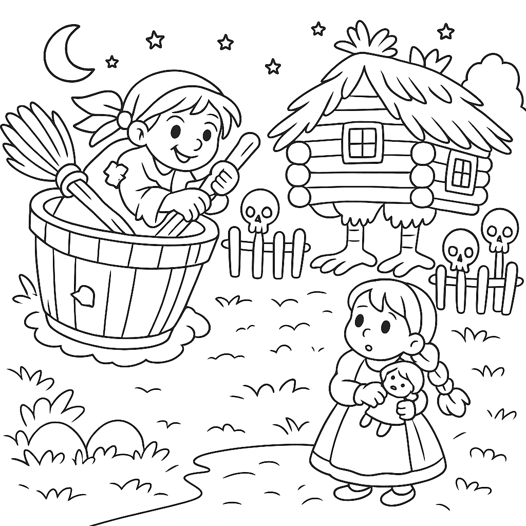 Раскраска по сказке "Василиса прекрасная"