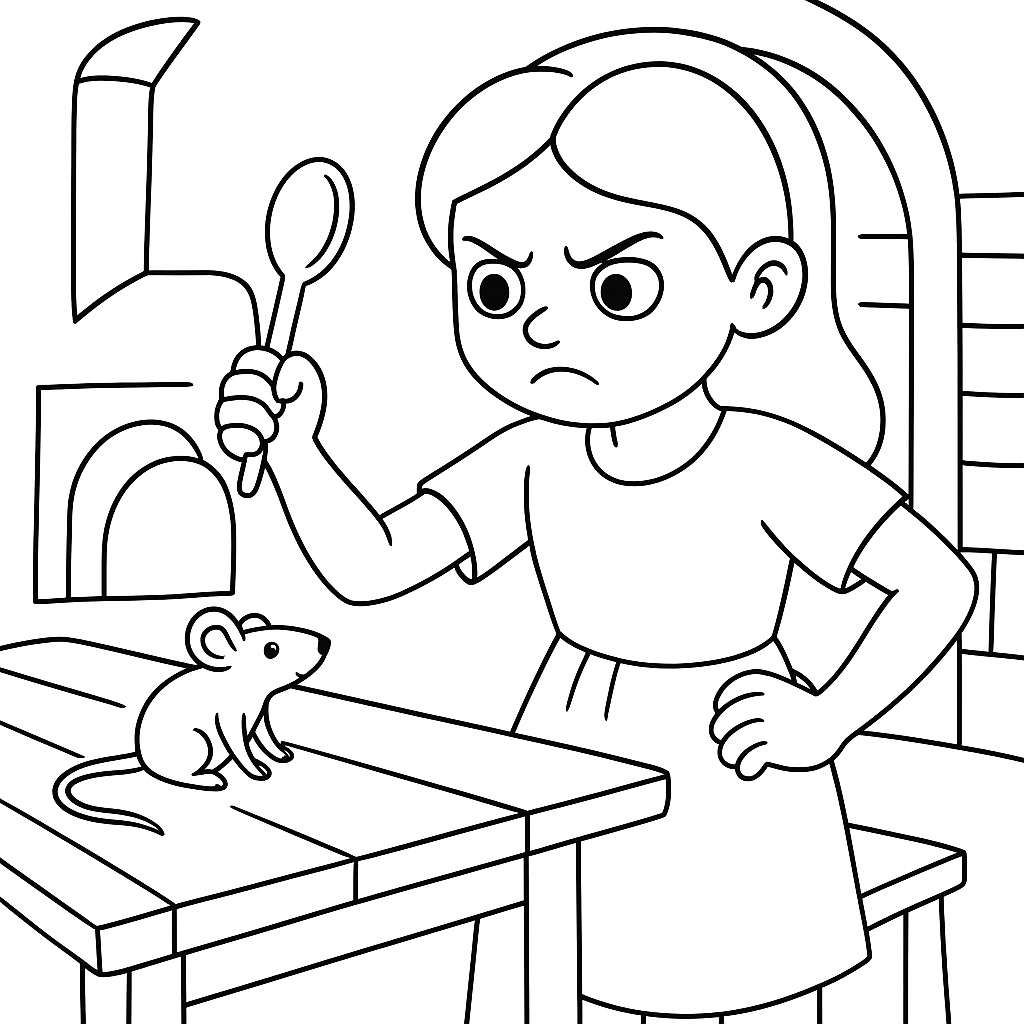 Раскраска по сказке "Дочь и падчерица"