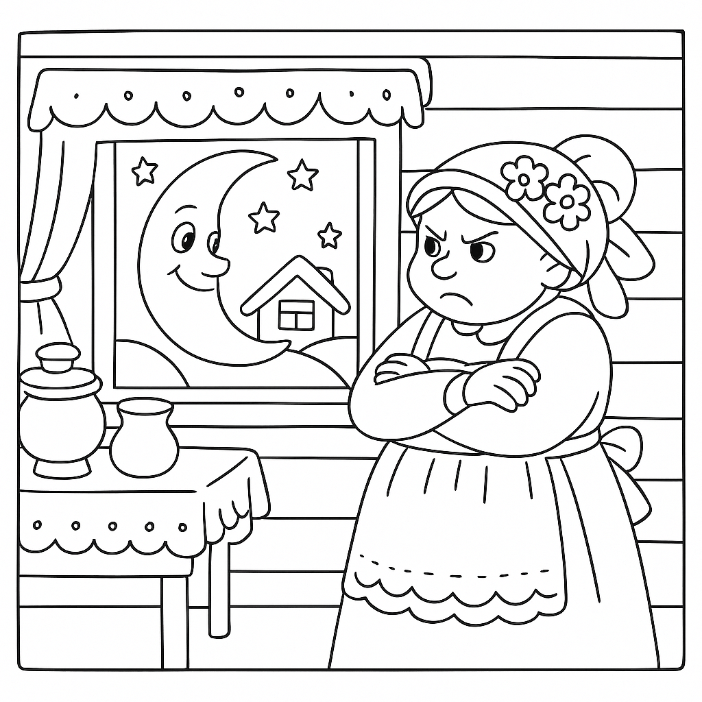 Раскраска по сказке "Месяц и куриное яйцо"