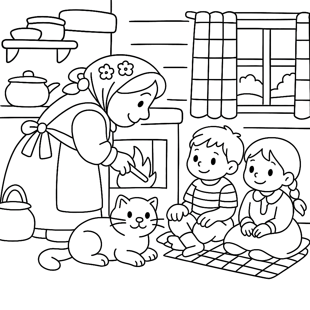 Раскраска по сказке "Месяц и куриное яйцо"