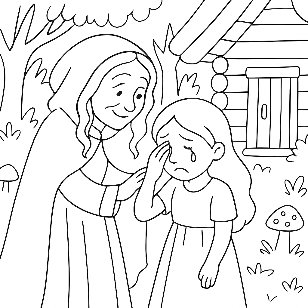 Раскраска по сказке "Золотая девочка"