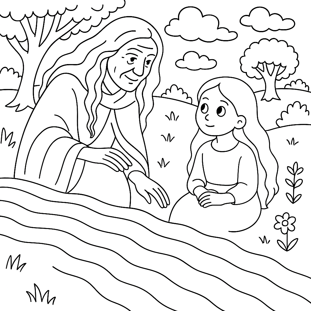 Раскраска по сказке "Золотая девочка"