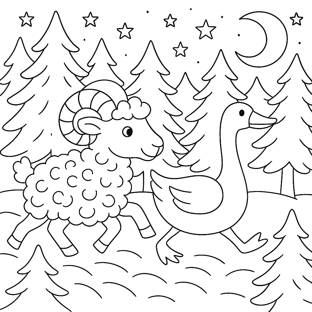 Раскраска по сказке "Зимовье зверей"