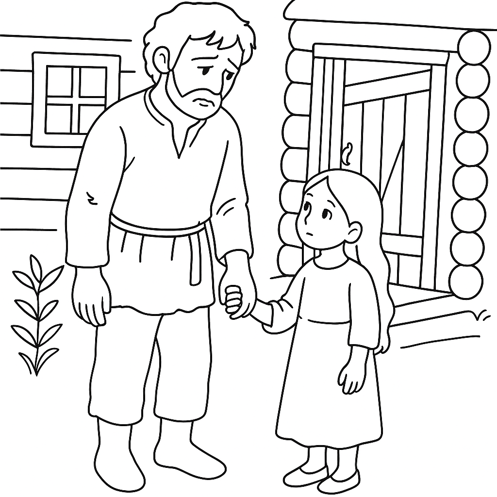 Раскраска по сказке "Дочь-семилетка"