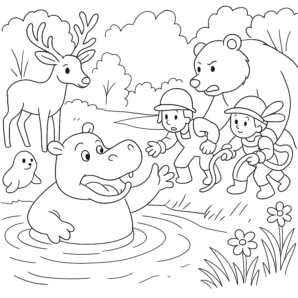 Раскраска по сказке "Телефон"