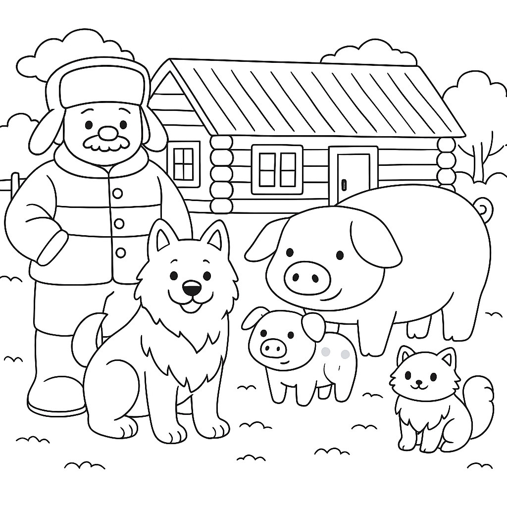 Раскраски: Хозяйственная собака на белорусском хуторе