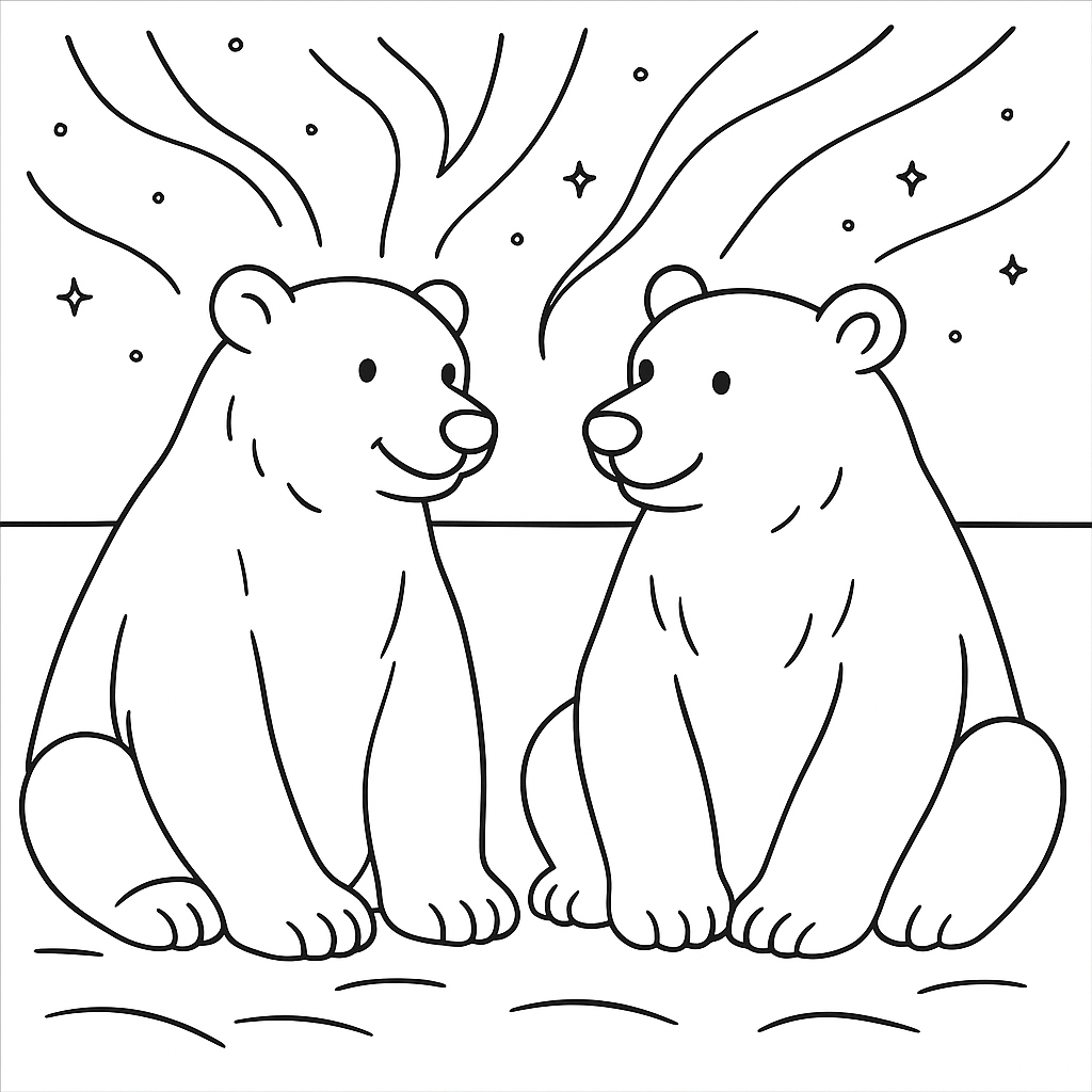 Раскраска по сказке "Белый медведь и бурый медведь"