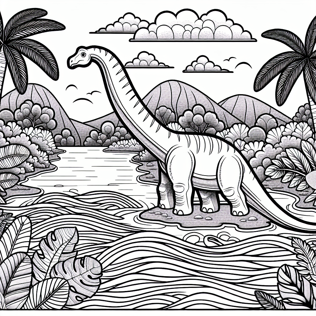 Брахиозавр у реки