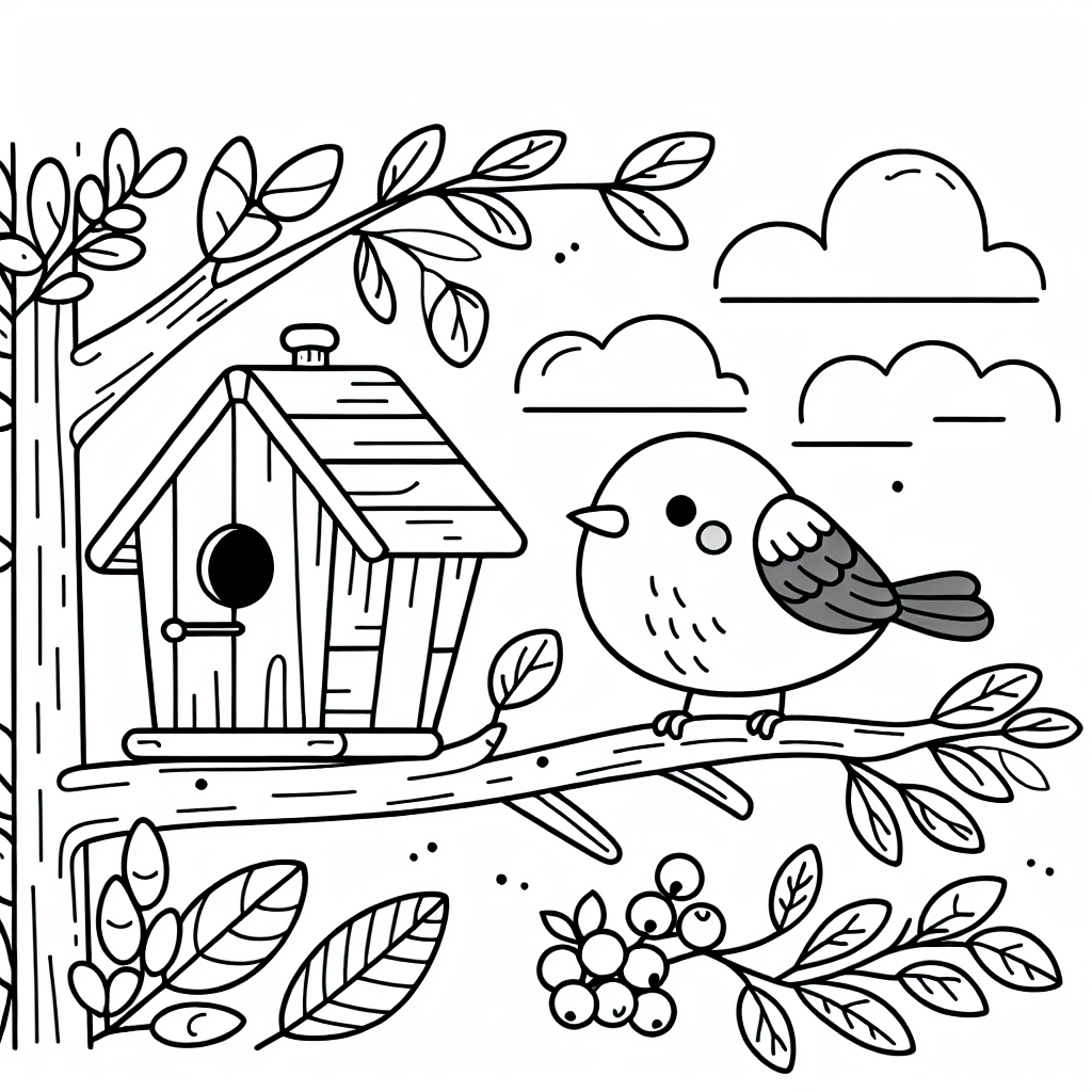 Синичка у скворечника