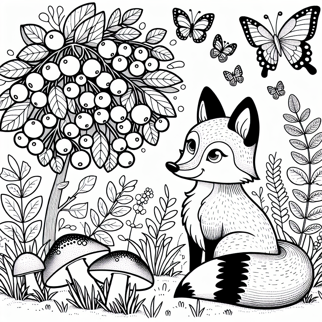 Лисёнок у ягодного куста