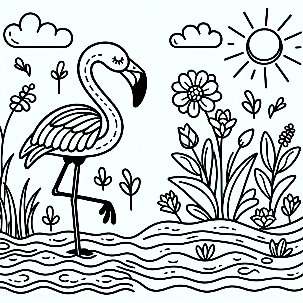 Фламинго у озера