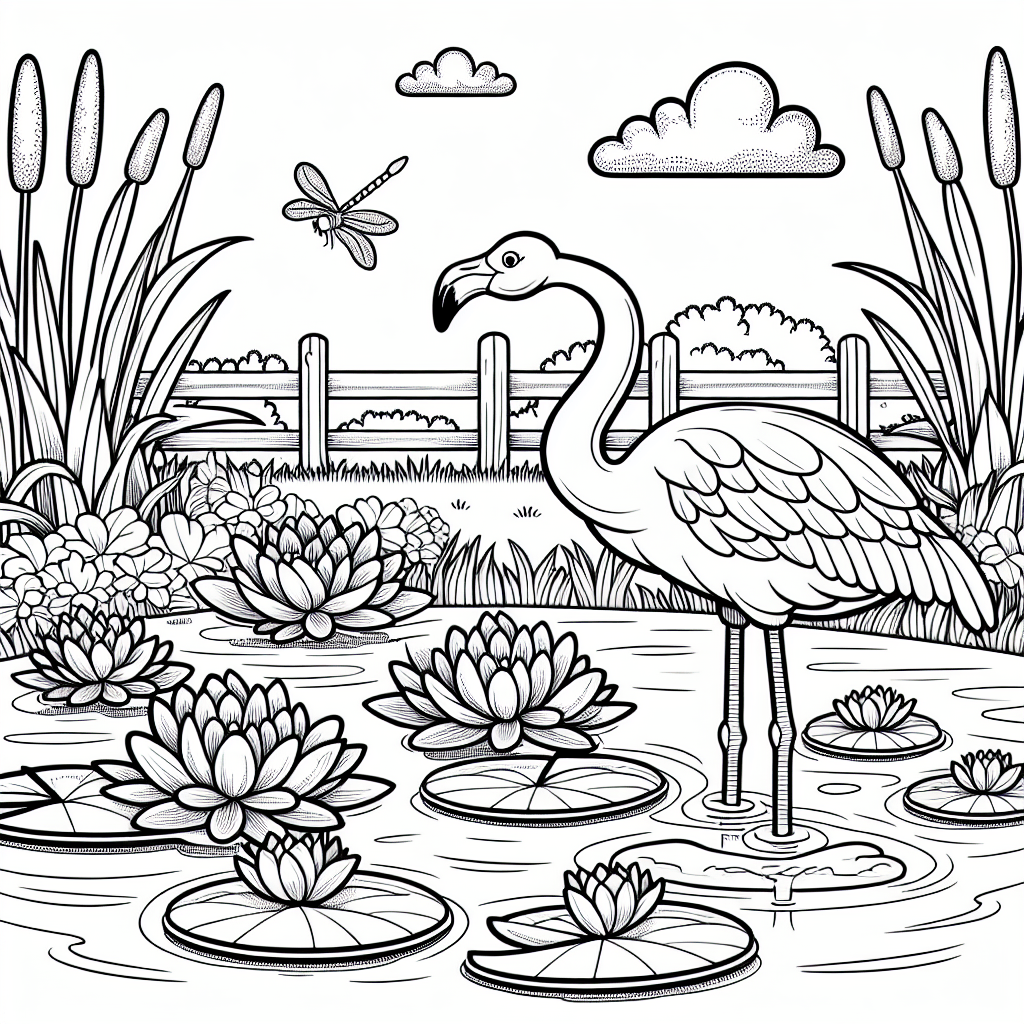 Фламинго у пруда