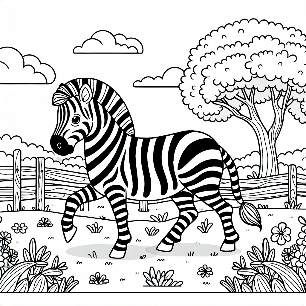 Зебра на лугу