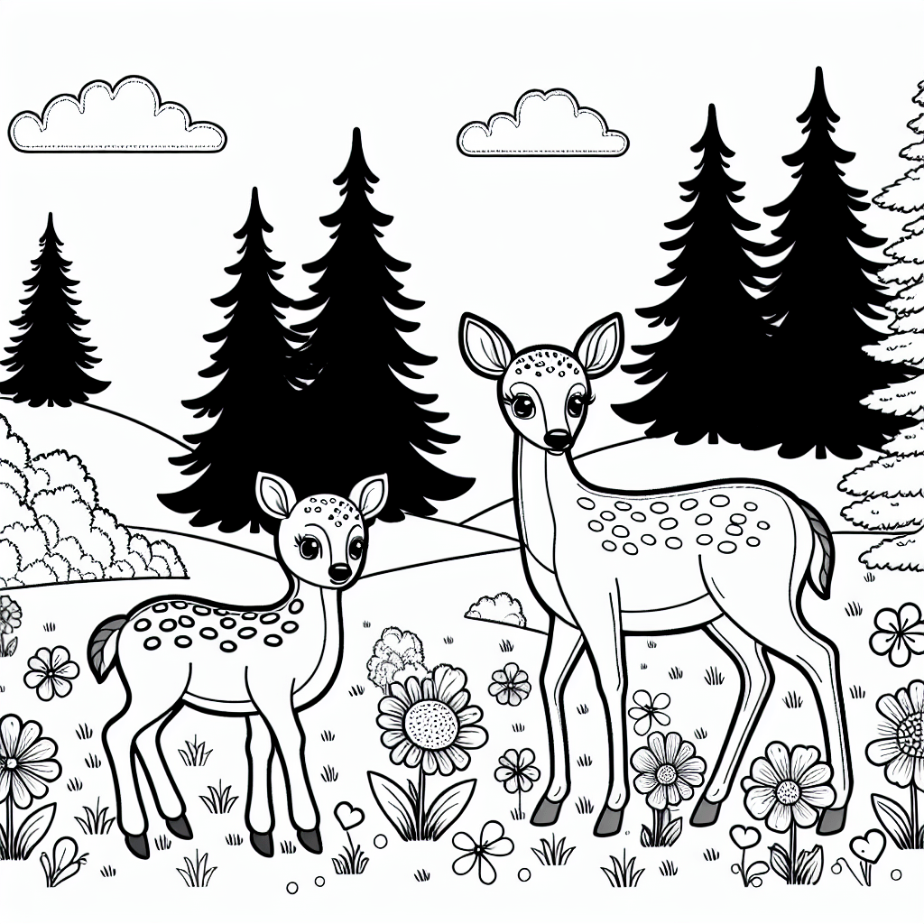 Семья оленей на поляне