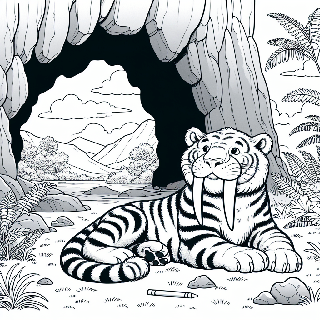 Смилодон у пещеры