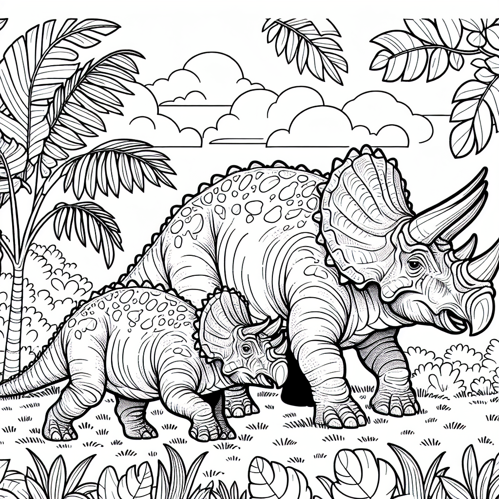 Трицератопс с малышом