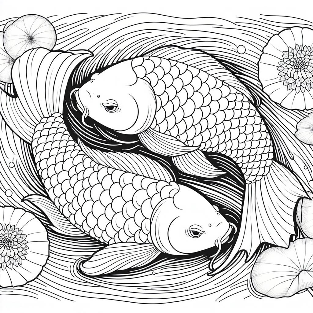 Карпы кои в пруду