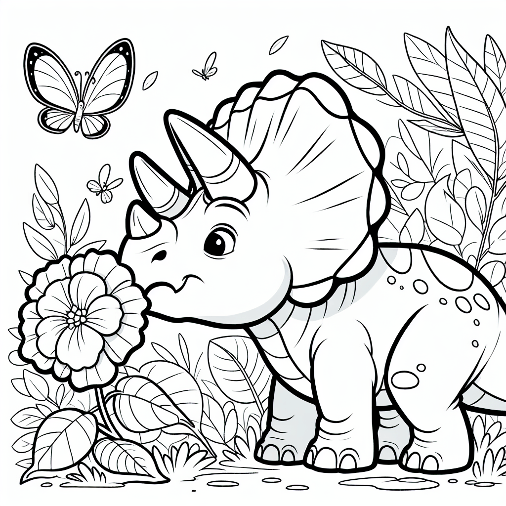 Трицератопс и цветок