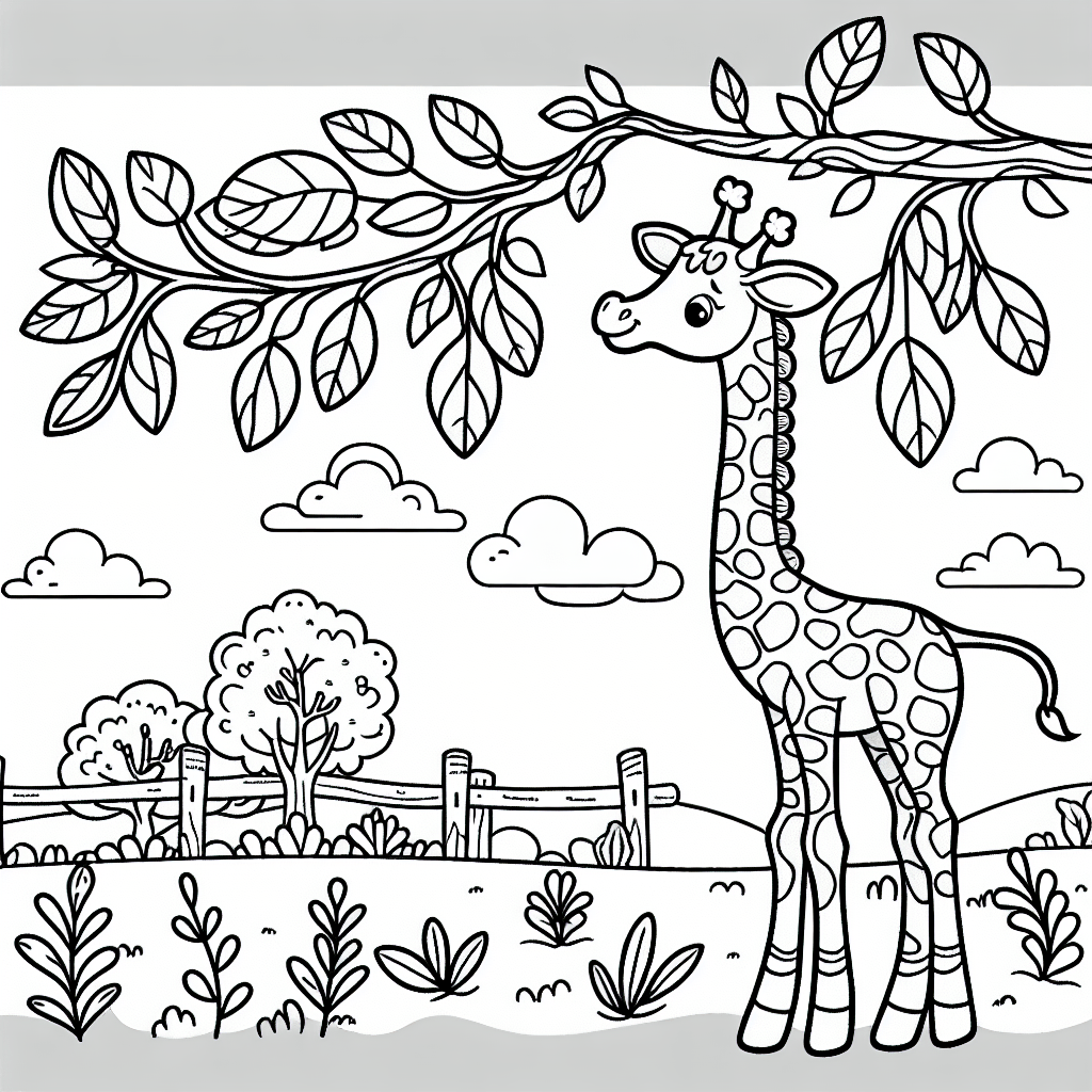 Жираф тянется к листьям