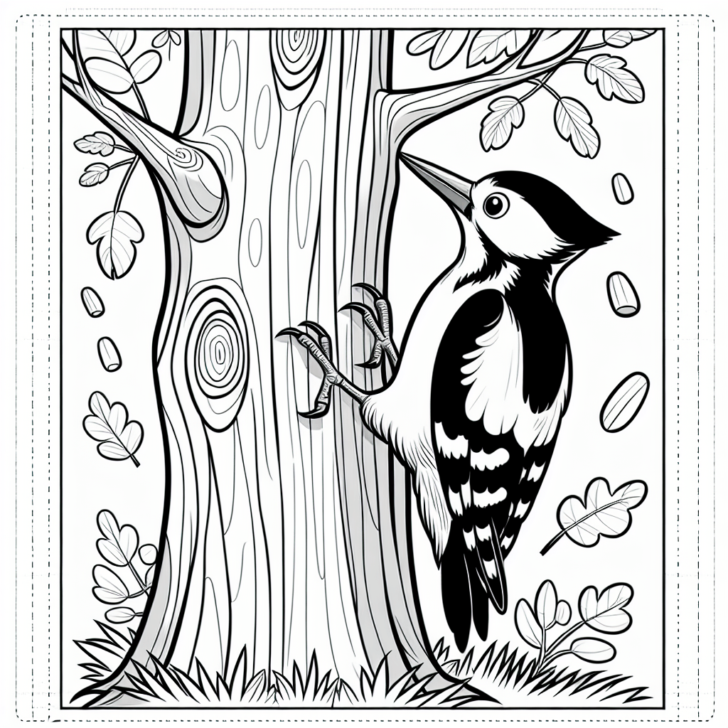 Дятел у дерева