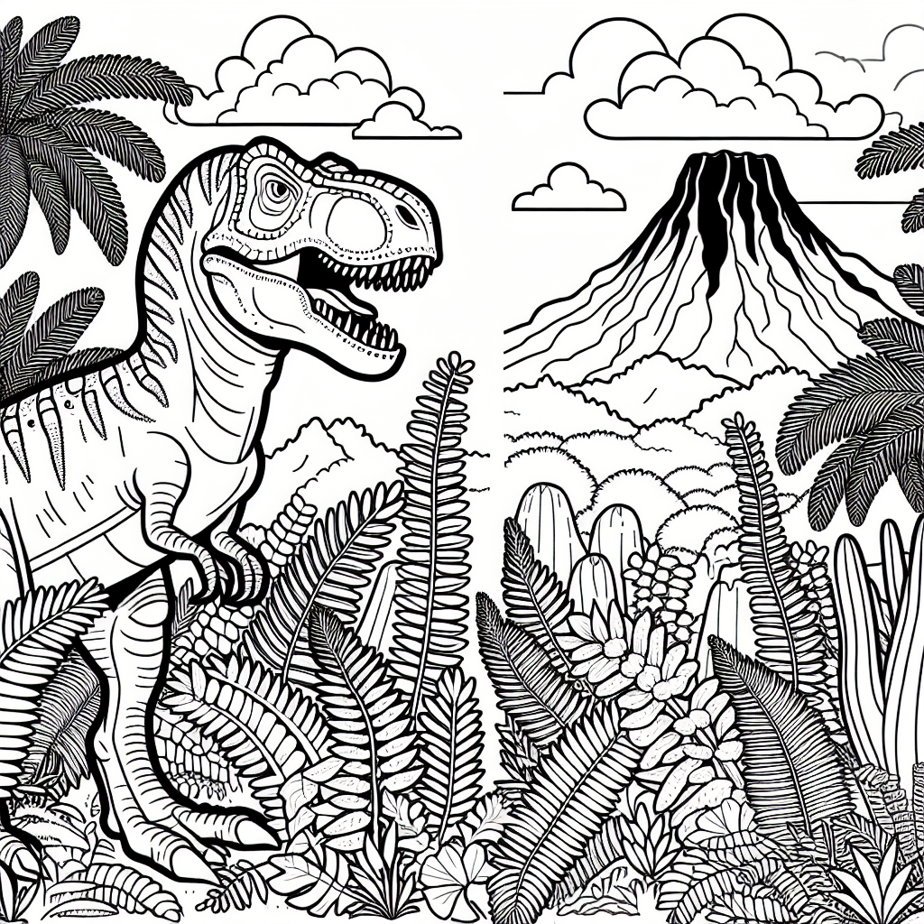 Тираннозавр в лесу папоротников