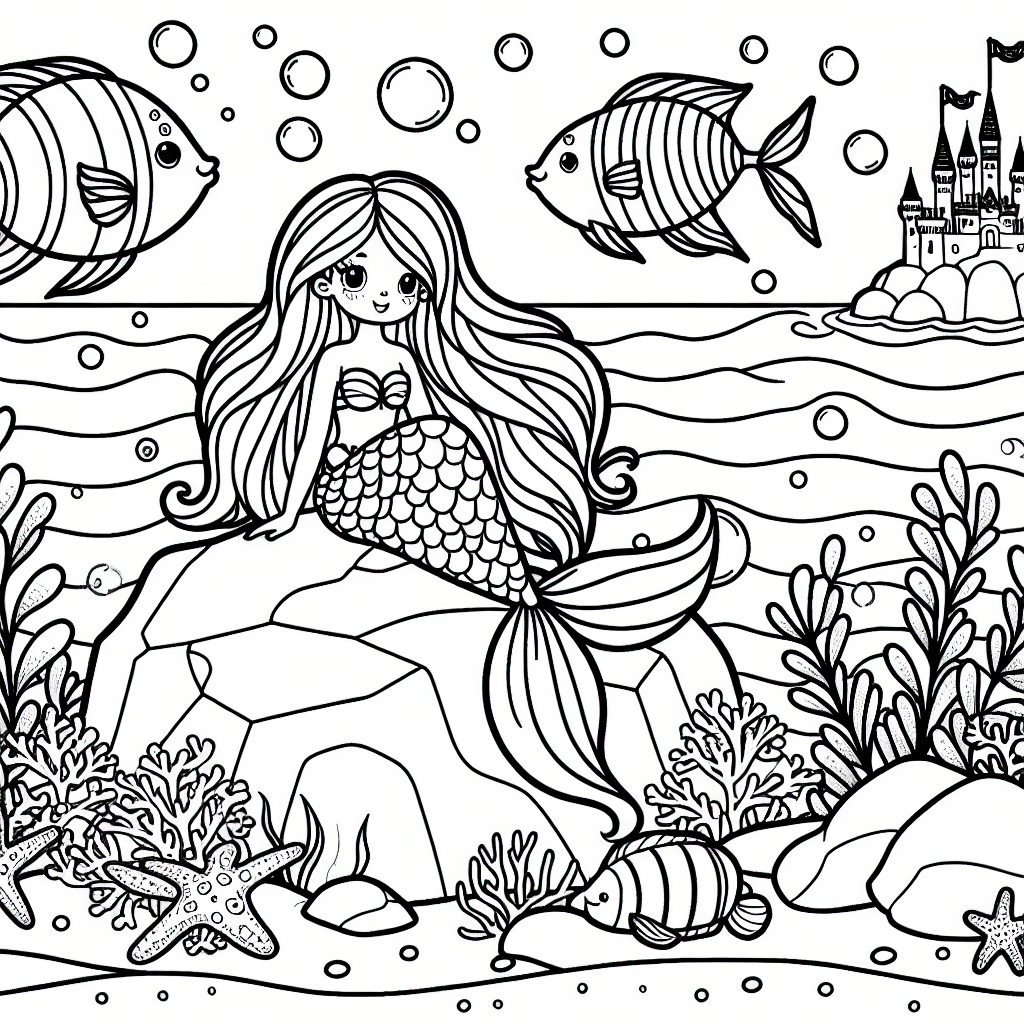 Русалочка у рифа