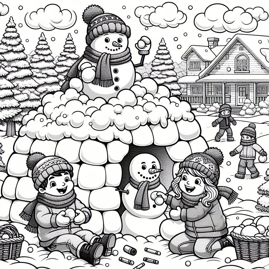 Снежки у снежной крепости