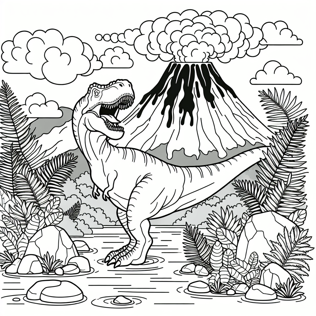 Тираннозавр у вулкана