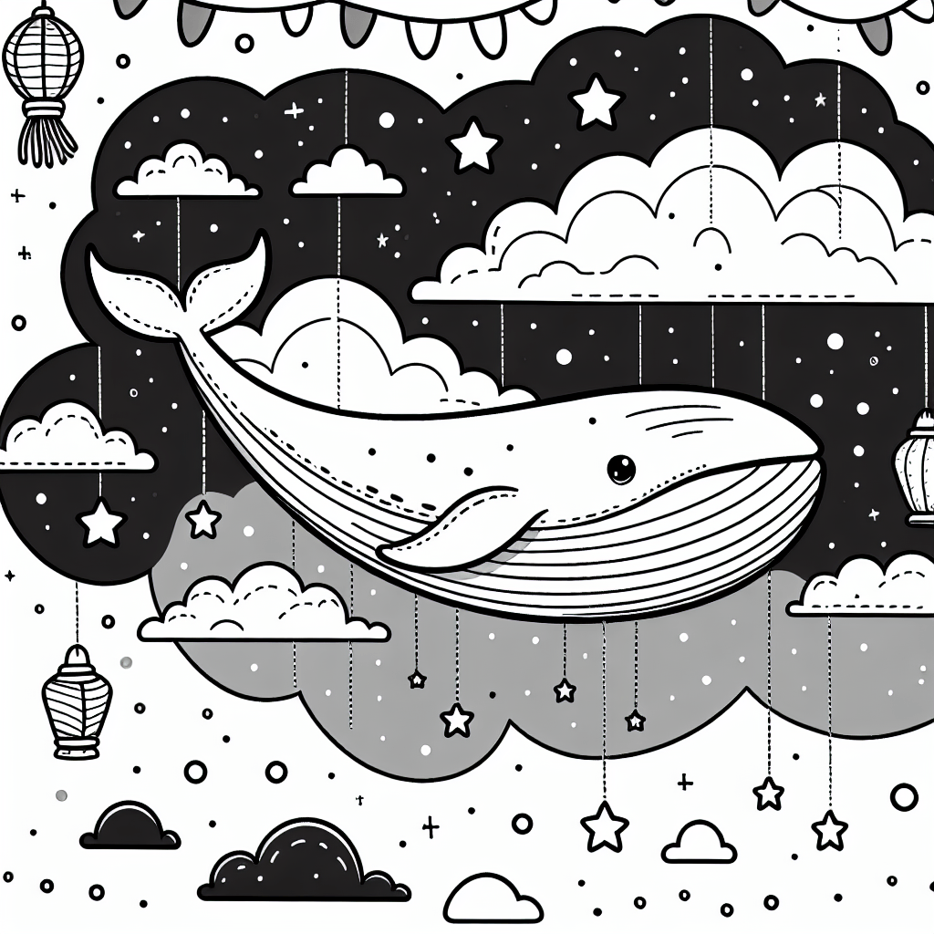 Летающий кит-фонарь