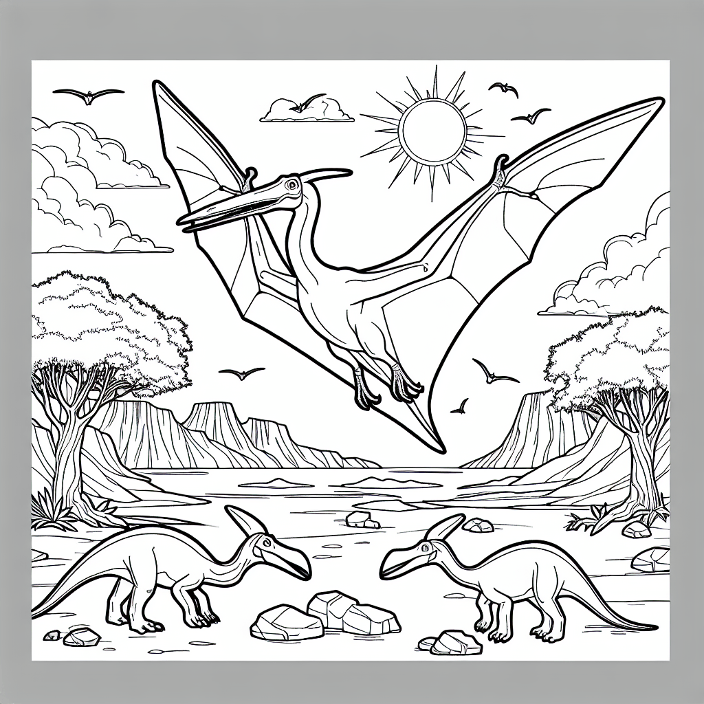 Птеранодоны над скалами