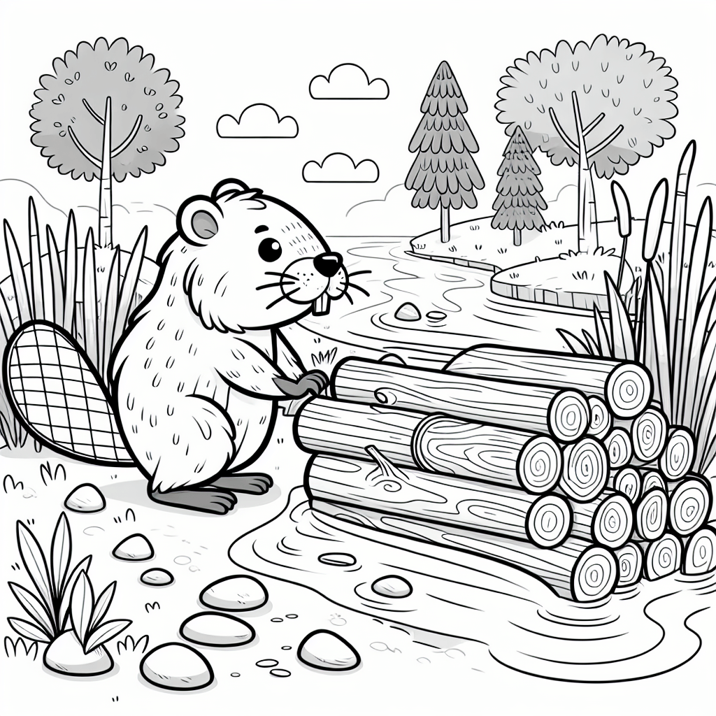 Бобёр строит плотину