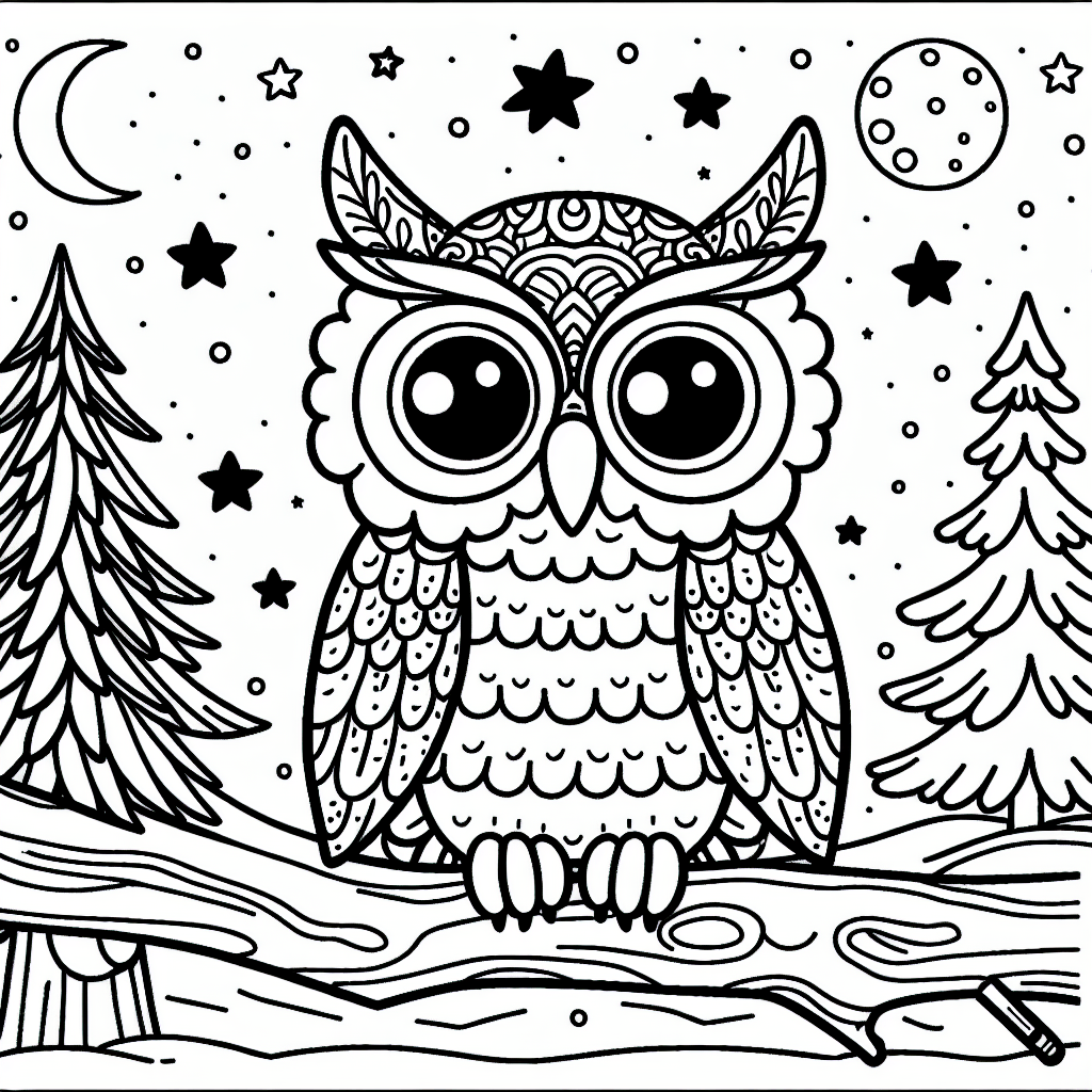 Сова на ночной ветке